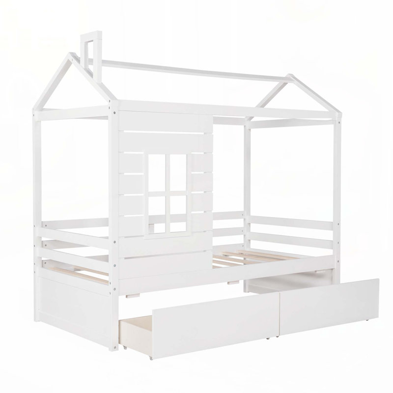 Lit en bois avec deux tiroirs House House