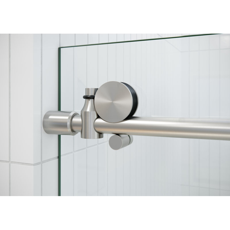 Eclipse 64 - 68 in. x 78 in. Fully Frameless Sliding Shower Door, Brushed Nickel