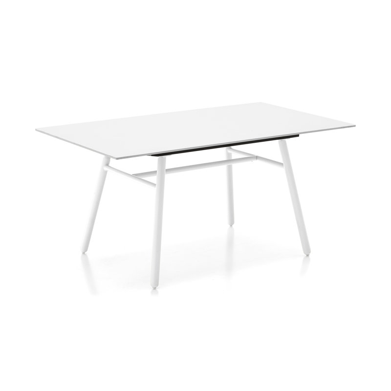 Yo! Outdoor Dining Table with Metal Legs, Slate White, Matt Optic White