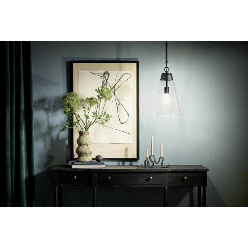 Luminaire suspendu moyen 1 lumière Marsailli avec verre transparent Marsailli, H 19,75 po x l 11,5 po x P 11,5 po, Clair