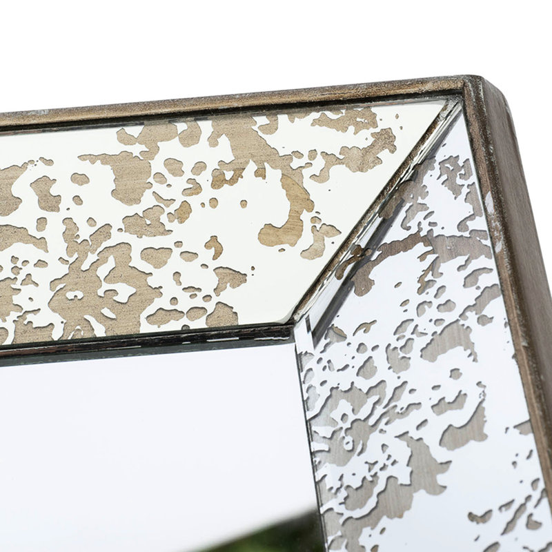 Miroir carré antique argenté de 24 po, décorations florales, plateau décoratif, rehausse l'attrait de la maison, option de suspension