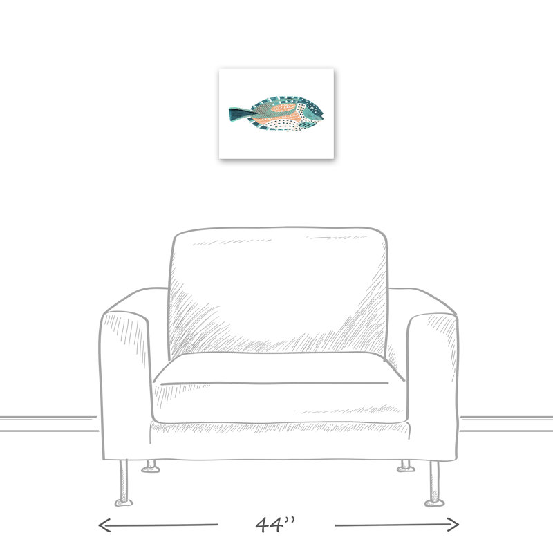 " Patterened Fish ", 11" H x 14" W x 1.25" D, Wrapped Canvas