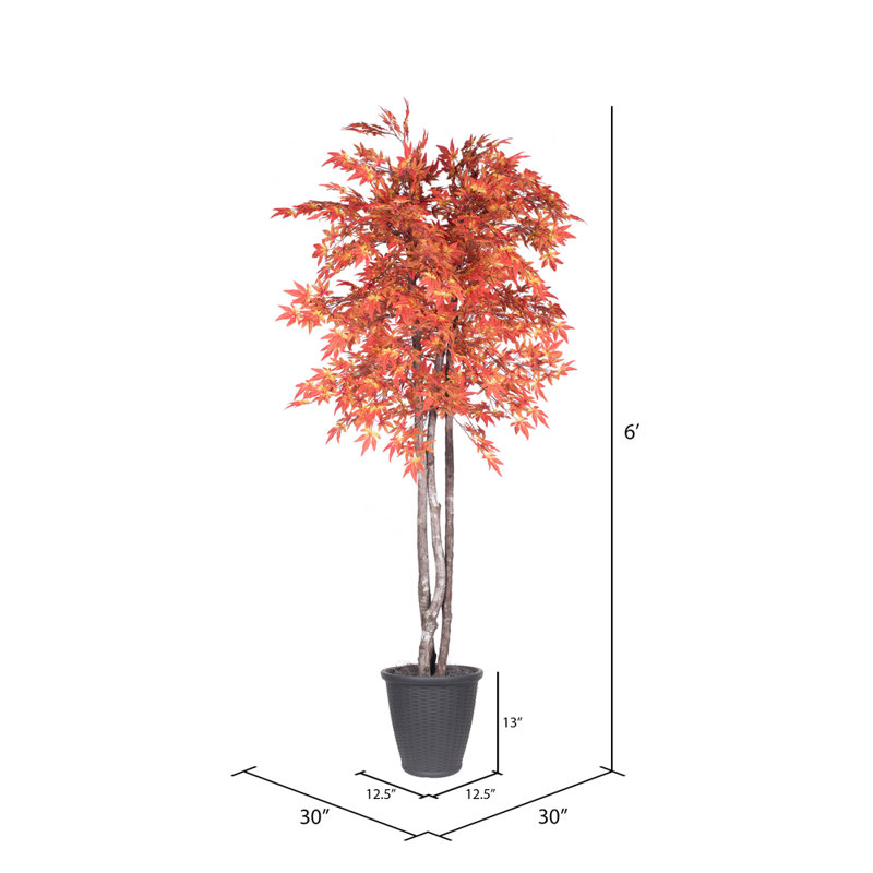 Érable artificiel en pot 72 po, gris