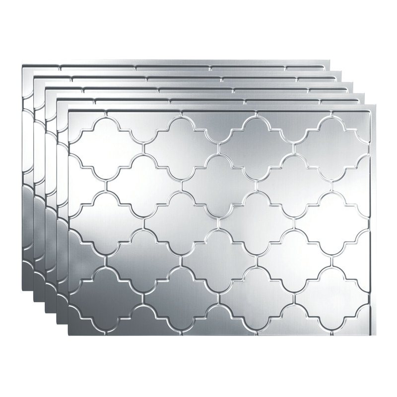 Panneau de dosseret décoratif en vinyle 18 po x 24 po FASÄDE Monaco, Aluminium brossé