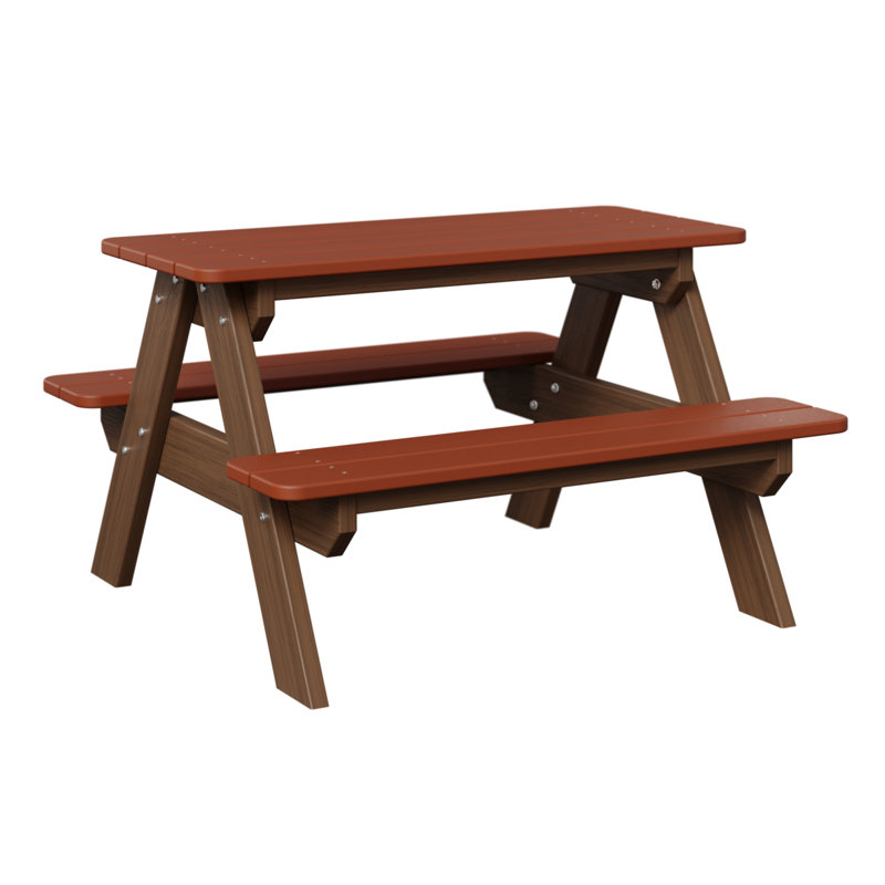 Table de pique-nique rectangulaire pour enfants Berlin Gardens, Mango Orange Top/Antique Mahogany Base