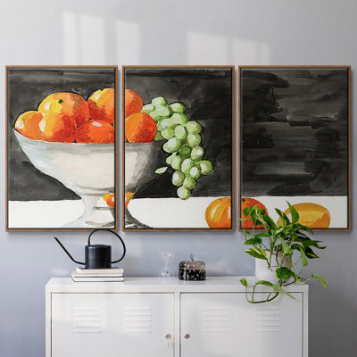 " Watercolor Fruit Bowl II " 3 - Pieces