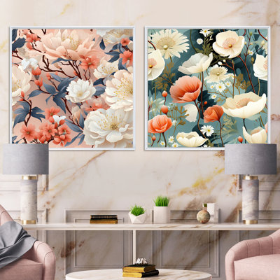 Herblay - Ensemble de 2 collages carrés floraux
