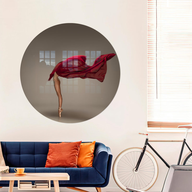 Superbe art en verre ballerine rouge parfait pour les décorations murales modernes d'Halloween, H 27,6 po x l 27,6 po