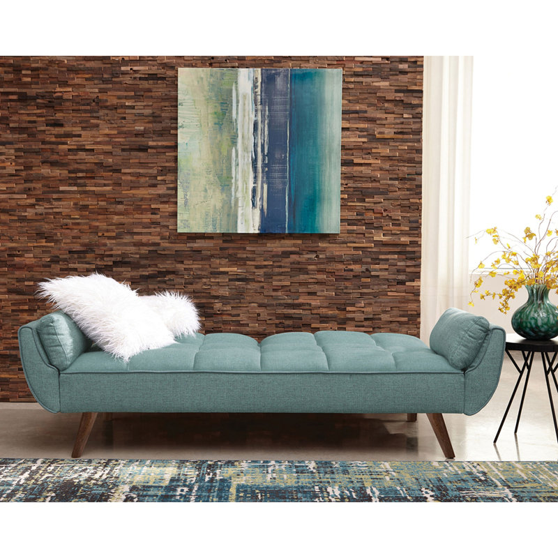 Blue Tufted Back Upholstered Sofa Bed, Turquoise