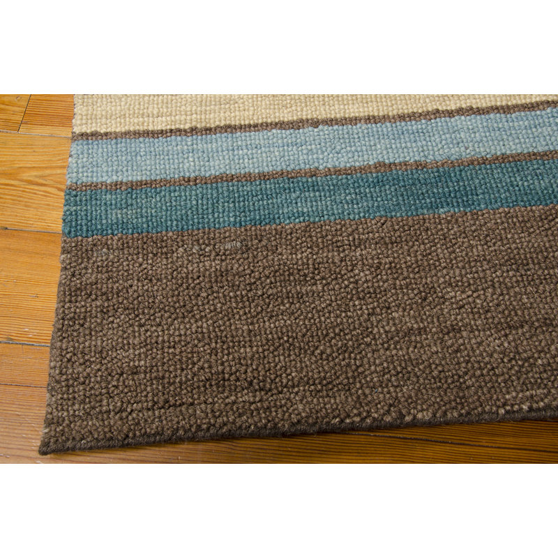 Manford Hand-Woven Wool Brown Area Rug, Rectangle 3'6" x 5'6"