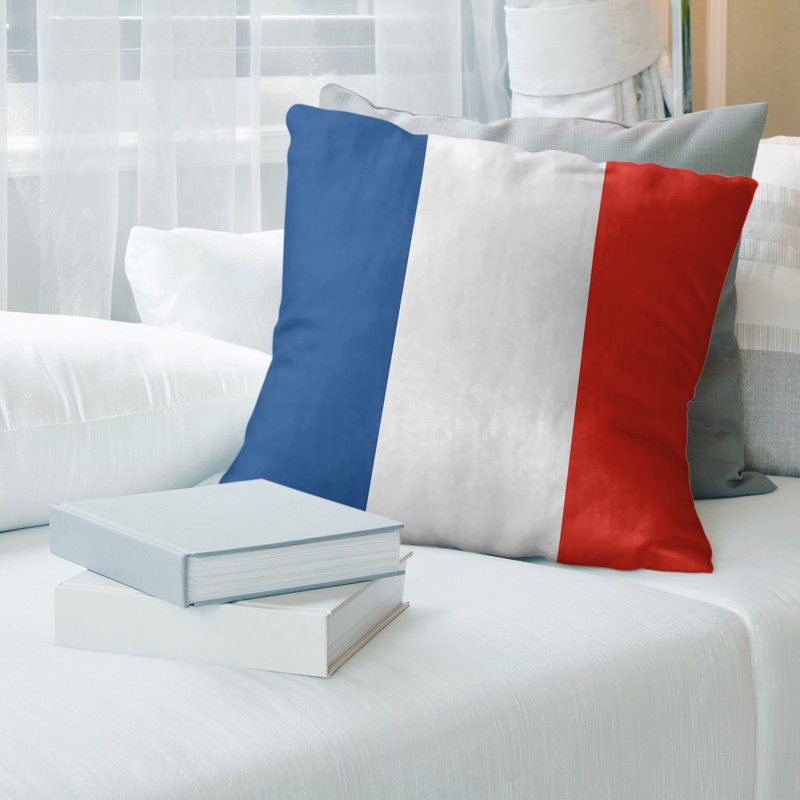 Coussin rayé en lin Toronto baseball, 20 po x 20 po, Bleu royal / rouge / bleu marine, Polyester/ Bourre en polyester