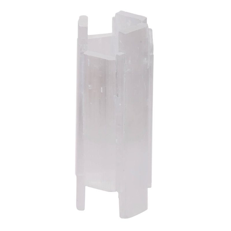Bougeoir décoratif, pierre de sélénite blanche côtière, 8 po