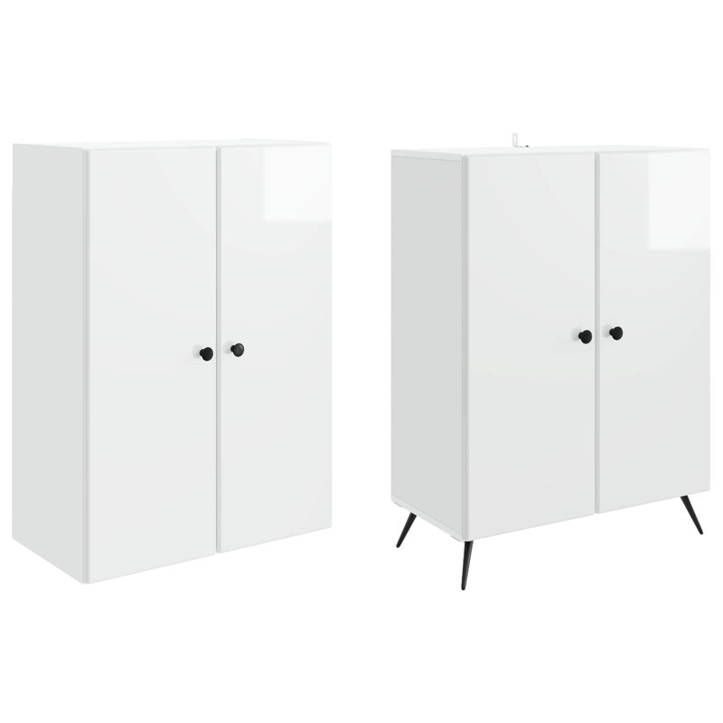 4 -Door 4 -Shelf Storage Cabinet, High Gloss White