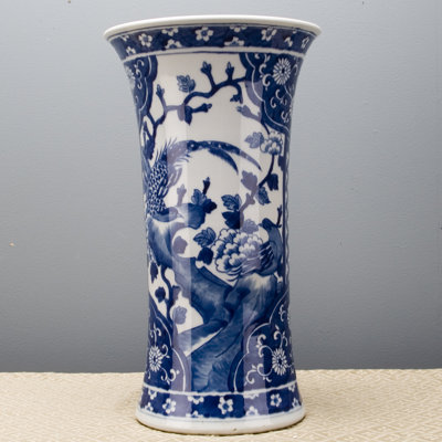 Porcelain Vase Garden Phoenix Blue White