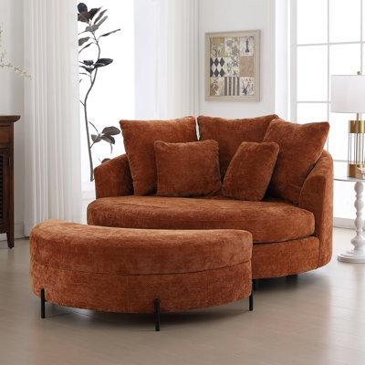 Méridienne surdimensionnée 59,5 po avec housse de baril avec repose-pieds et rangement Crescent