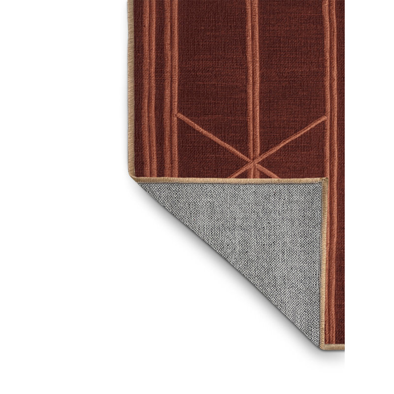 Tapis brun treillis lavable à la machine, Rond 6 pi