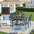 7-Piece Outdoor Patio Dining Set, 53.2" Round Dining Table With Adjustable Umbrella Hole And 6 Stackable PVC-coated polyester Chairs-11286778