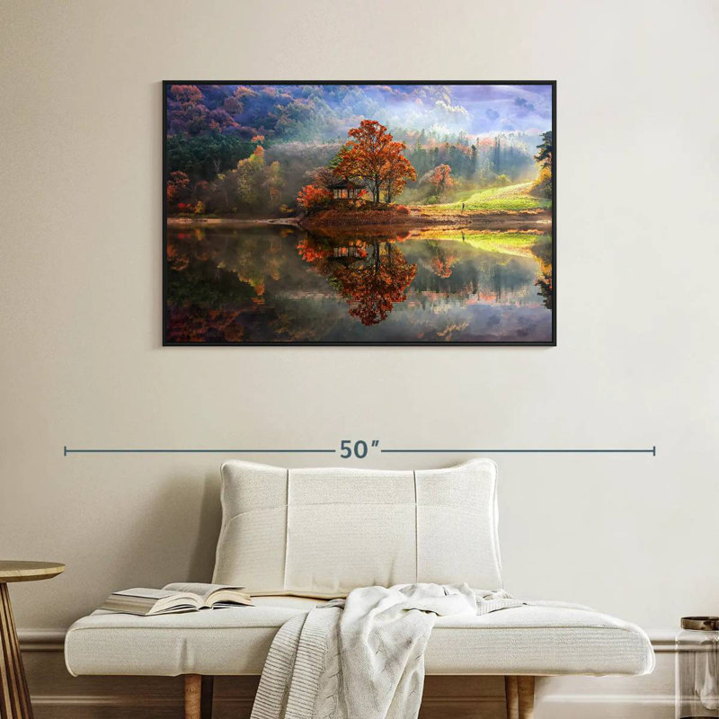Lac enchanté, Cadre flottant noir, 40 po x 27 po