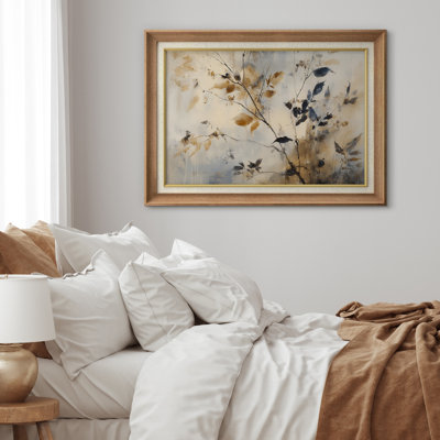 «Neutral Tones Abstract Botanical Branches», reproduction d'art encadrée sur papier