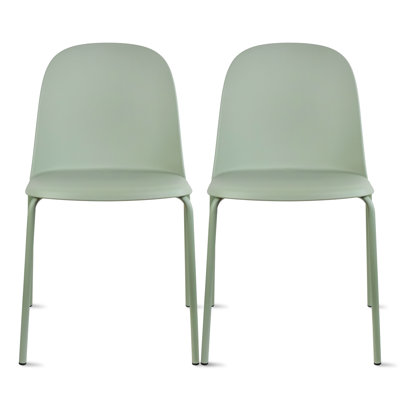 Walthall Stackable Dining Chairs - Set of 2 Modern Plastic Chairs with Sturdy Iron Legs - Space-Saving Side Chairs for Kitchen & Dining Room