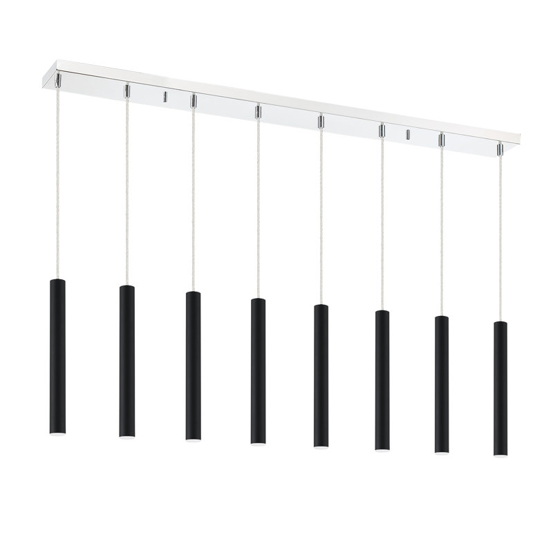 Luminaire suspendu linéaire à 8 lumières pour îlot de cuisine Bowning, Noir mat