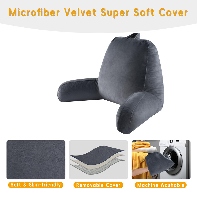 Très grand coussin de lecture pour s'asseoir au lit, Gris