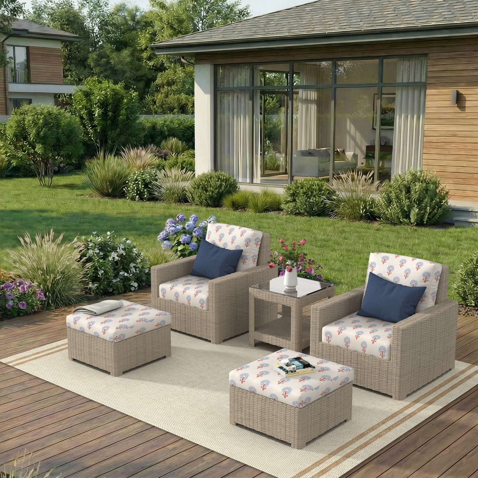 Henri 2-Person Sunbrella® Patio Seating Group, Mira Bluebell