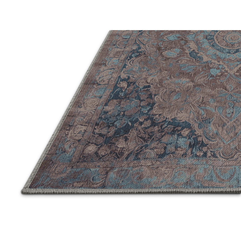 Machine Washable Gray Area Rug, Square 6'