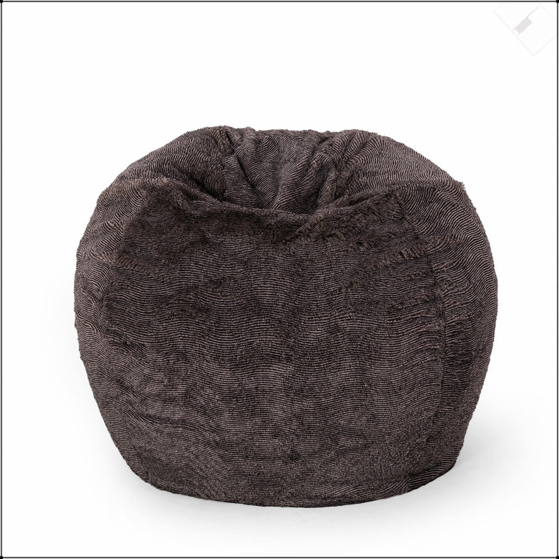 Vida 3 Foot Rounded Faux Fur Bean Bag, Brown/Beige, Soft And Stylish With High-Density Foam For Ultimate Comfort