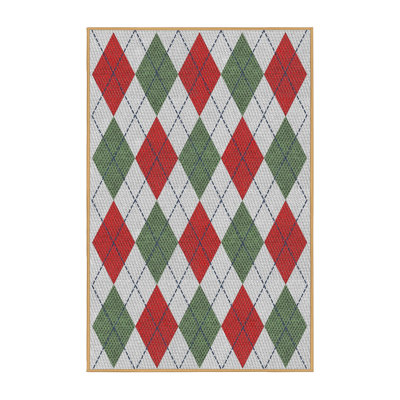 Tapis gris/vert/beige à motifs