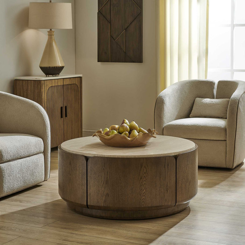 Uttermost Tindall Round Travertine Coffee Table