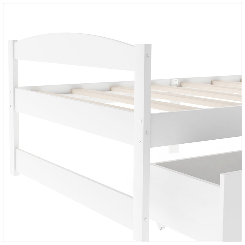 Lit plateforme simple avec deux tiroirs, Blanc