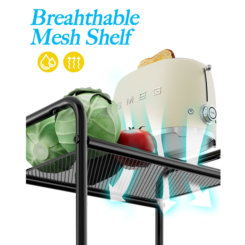 17.72'' W Iron Height -Adjustable Storage Rack, Black