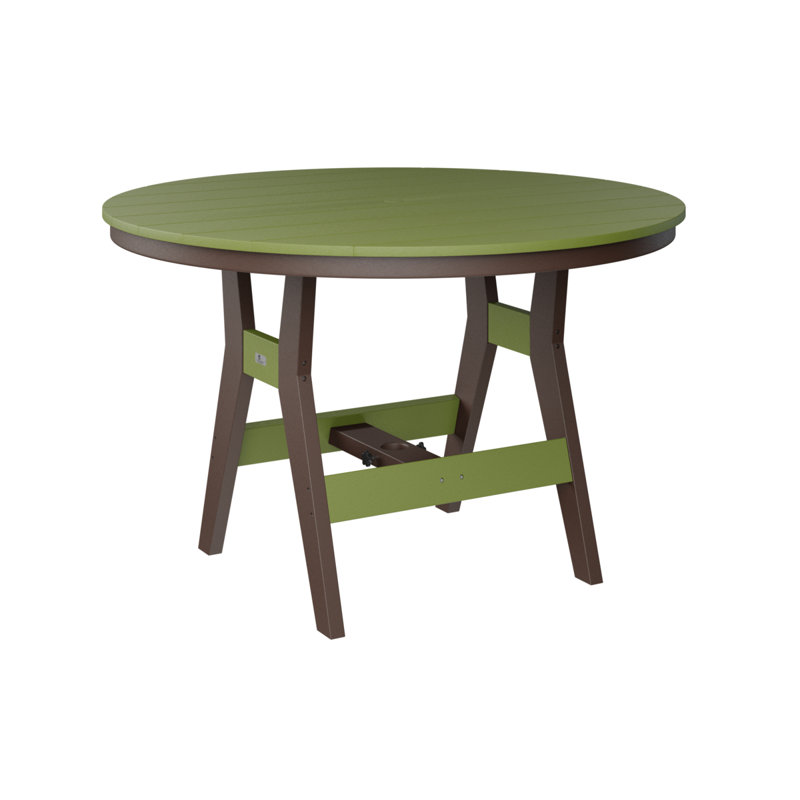 Harbor Outdoor Round Bar Table, Kiwi Green, Chocolate Brown