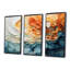 Blue And Orange Ink Cascade Fluid - Liquid Ink Abstract Wall Art-2060561240-2060561246