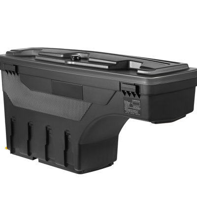 Rangement de lit de camion imperméable, 6,6 gallons, couvercle verrouillable, compatible avec 1500 2019 - 2021, côté conducteur, noir, boîte de rangement pour outils et gants, puits de roue de 17,68 po de hauteur