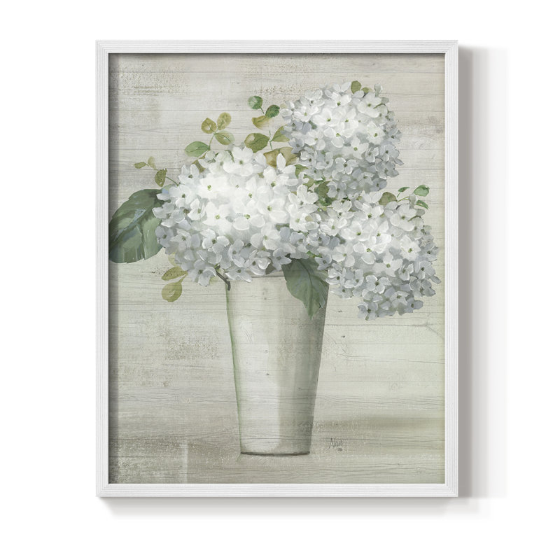 Simply Hydrangeas I, reproduction encadrée - bois massif, H 21 po x l 17 po, Blanc