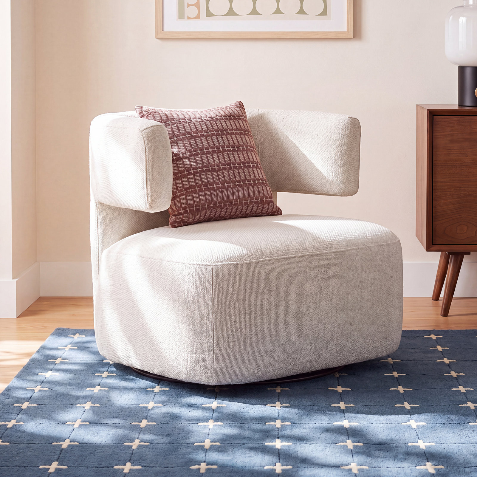 Bascom Swivel Barrel Chair, Nathan Wheat Performance Tweed