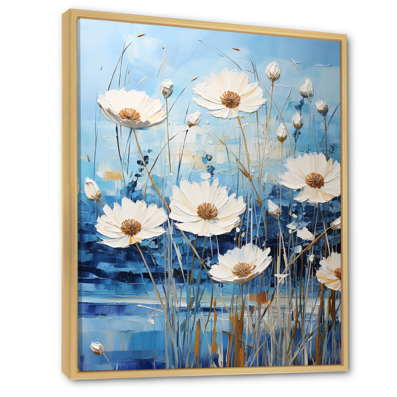 «Blue Cornflower Melody II», reproduction sur toile, H 32 po x l 16 po x P 1 po, Cadre naturel flottant