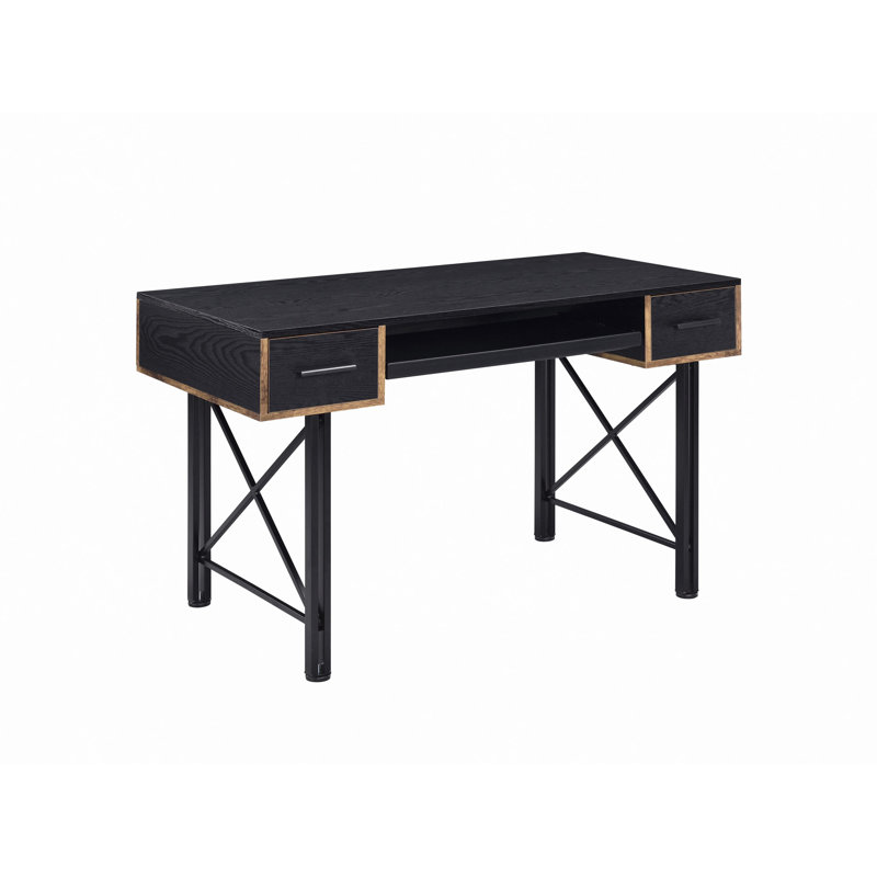 Bureau d'ordinateur à finition noire