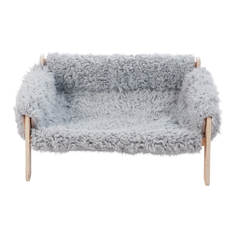Faux Fur Pet Bed, Grey, 27cm H x 56cm W x 45cm D