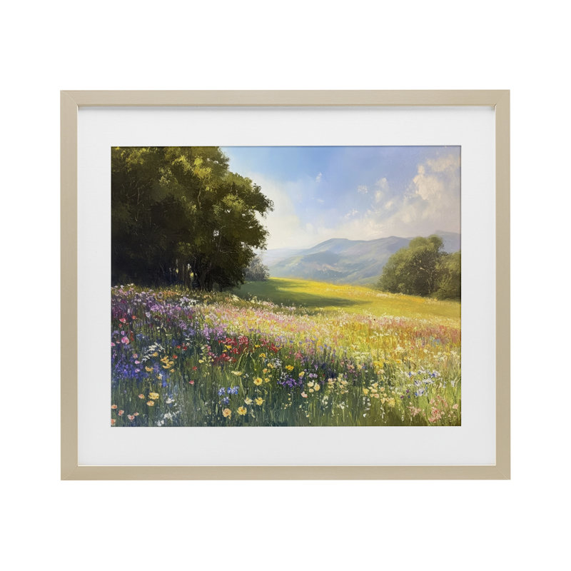 Serene Meadow Dream, impression sous verre encadrée, design par Petal Prints Design, H 17 po x l 21 po