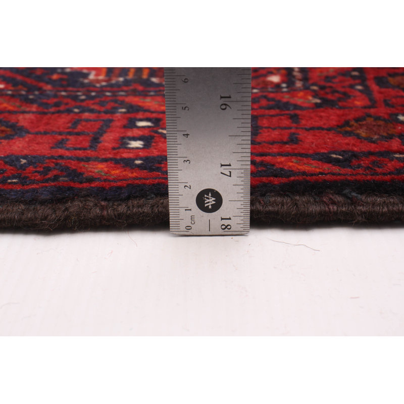 Tapis unique rouge de style années 1990 de 2 pi 11 po x 5 pi 4 po