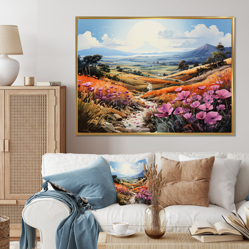 «Vietnam Da Lat Flower Fields II», reproduction sur toile, Cadre flottant doré, H 24 po x l 32 po x P 1 po