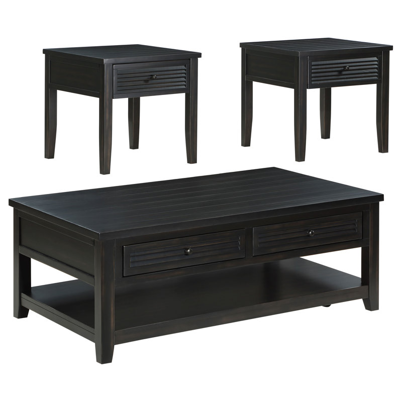 Ensemble 3 pièces de tables basses et de bout Milazzo Java patiné, 3 pièces: table basse, 2 tables de bout