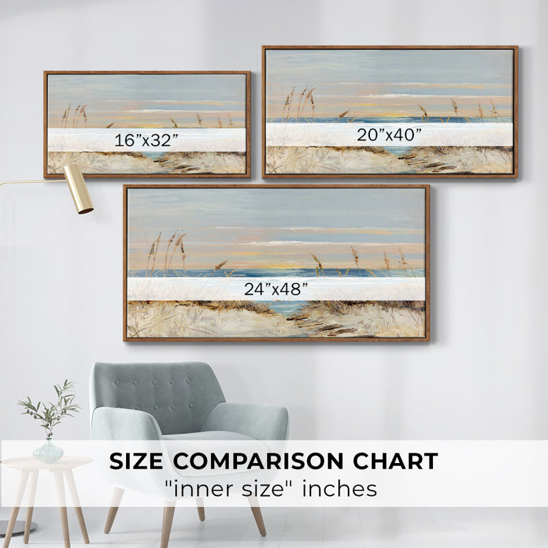 Coastal Boardwalk - Toile tendue avec châssis encadré - Prêt à accrocher, H 25 po x l 49 po, Noyer