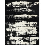 Hand Knotted Area Rug in Black And White