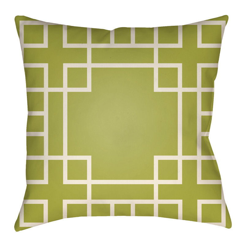Litchfield Hanser Indoor/Outdoor Throw Pillow, 18" H x 18" W, Lime Green/Ivory