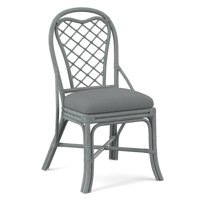 Trellis Back Side Dining Chair, Light Blue Performance Fabric; 0851-55, Nickel