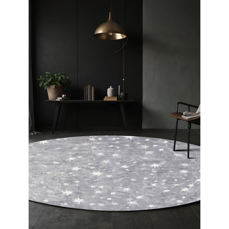 Machine Washable Blue Area Rug, Round 8'